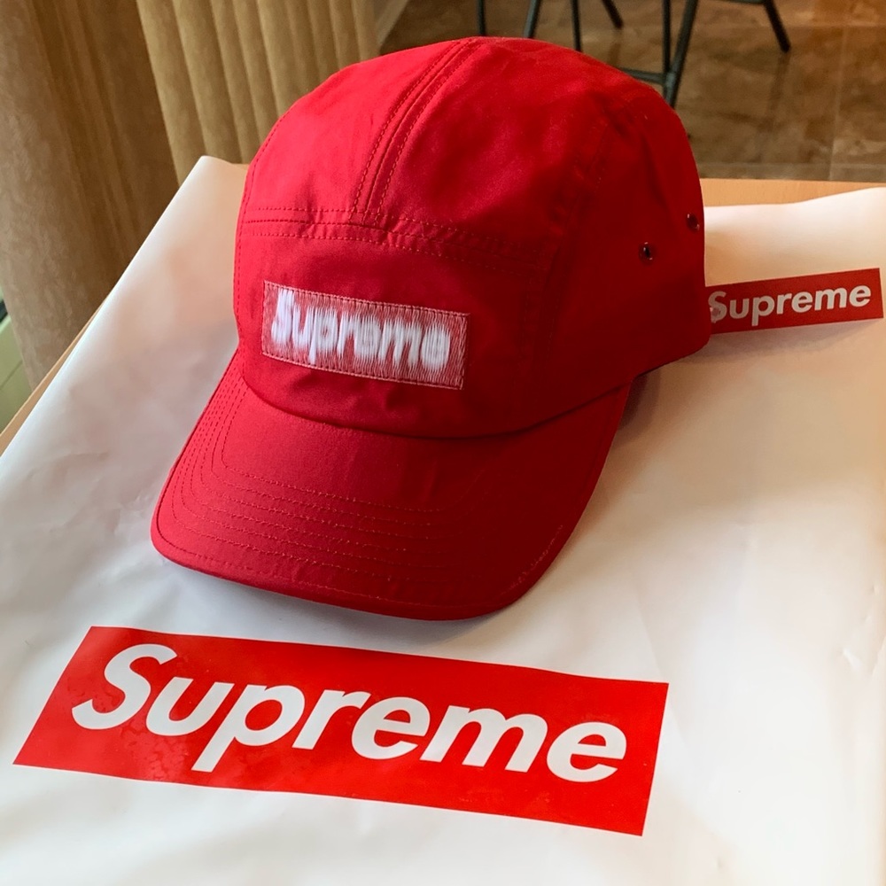 Supreme Reversed Label Camp Cap Red